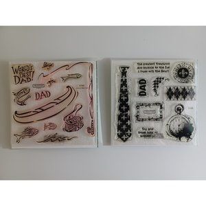 2 Close to My Heart CTMH Acrylic Stamp D1342 World's Best Dad D1422 Father's Day